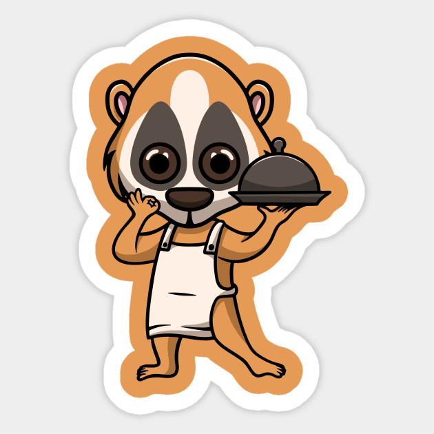 cute slow loris chef Sticker by Cubbone